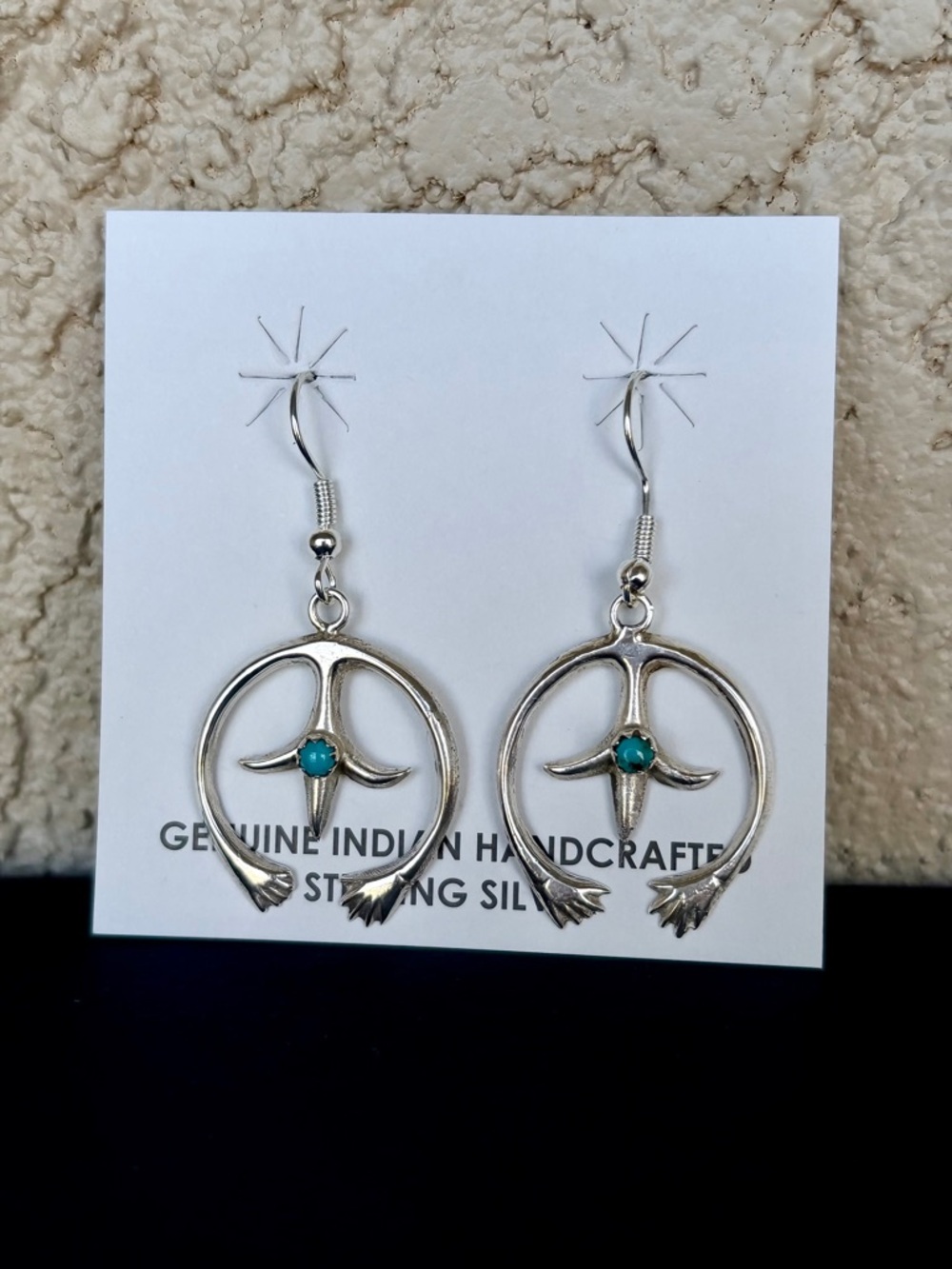Lorraine Chee Navajo Sterling Kingman Turquoise Naja Earrings